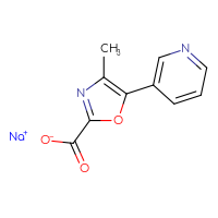 Chemical structure of sodium 4-methyl-5-(pyridin-3-yl)-1,3-oxazole-2-carboxylate - CSSB20465145297