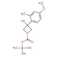 Chemical structure of tert-butyl 3-hydroxy-3-(4-methoxy-2-methylphenyl)azetidine-1-carboxylate - CSSB00012377861