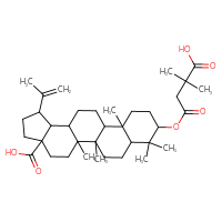 Chemical structure of 9-[(3-carboxy-3,3-dimethylpropanoyl)oxy]-5a,5b,8,8,11a-pentamethyl-1-(prop-1-en-2-yl)-icosahydro-1H-cyclopenta[a]chrysene-3a-carboxylic acid - CSSB06256037852