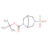 Chemical structure of tert-butyl 3-(chlorosulfonyl)-3,6-diazabicyclo[3.2.2]nonane-6-carboxylate - CSSB06258111600