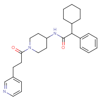 Chemical structure of 2-cyclohexyl-2-phenyl-N-{1-[3-(pyridin-3-yl)propanoyl]piperidin-4-yl}acetamide - CSSB00020643231