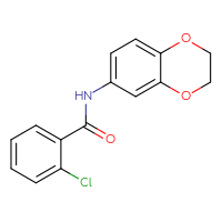Chemical structure of 2-chloro-N-(2,3-dihydro-1,4-benzodioxin-6-yl)benzamide - CSSB00027983139