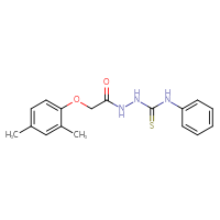 Chemical structure of 2-(2,4-dimethylphenoxy)-N-[(phenylcarbamothioyl)amino]acetamide - CSSB00025733591