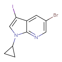 Chemical structure of 5-bromo-1-cyclopropyl-3-iodo-1H-pyrrolo[2,3-b]pyridine - CSSB03219847840