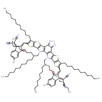 Chemical structure of 2-{5-bromo-2-[(23-{[5-bromo-1-(dicyanomethylidene)-3-oxo-2,3-dihydro-1H-inden-2-ylidene]methyl}-3,27-bis(2-octyldodecyl)-8,22-diundecyl-6,10,15,20,24-pentathia-3,14,16,27-tetraazaoctacyclo[16.9.0.0²,¹².0⁴,¹¹.0⁵,⁹.0¹³,¹⁷.0¹⁹,²⁶.0²¹,²⁵]heptacosa-1(18),2(12),4(11),5(9),7,13,16,19(26),21(25),22-decaen-7-yl)methylidene]-3-oxo-2,3-dihydro-1H-inden-1-ylidene}propanedinitrile - CSSB21380333307