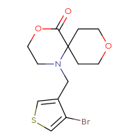 Chemical structure of 1-[(4-bromothiophen-3-yl)methyl]-4,9-dioxa-1-azaspiro[5.5]undecan-5-one - CSSS01222236258