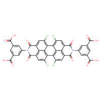 Chemical structure of 5-[11,14,22,26-tetrachloro-18-(3,5-dicarboxyphenyl)-6,8,17,19-tetraoxo-7,18-diazaheptacyclo[14.6.2.2²,⁵.0³,¹².0⁴,⁹.0¹³,²³.0²⁰,²⁴]hexacosa-1(23),2,4,9,11,13,15,20(24),21,25-decaen-7-yl]benzene-1,3-dicarboxylic acid - CSSB20621213236