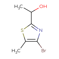 Chemical structure of 1-(4-bromo-5-methyl-1,3-thiazol-2-yl)ethan-1-ol - CSSB20834580231