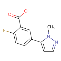 Chemical structure of 2-fluoro-5-(1-methyl-1H-pyrazol-5-yl)benzoic acid - CSSB00011961115
