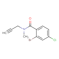Chemical structure of 2-bromo-4-chloro-N-methyl-N-(prop-2-yn-1-yl)benzamide - CSSB00014032148