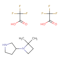 Chemical structure of 3-(2,2-dimethylazetidin-1-yl)pyrrolidine; bis(trifluoroacetic acid) - CSSB20577861435