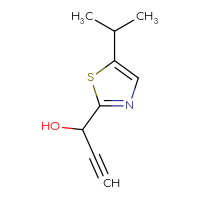 Chemical structure of 1-[5-(propan-2-yl)-1,3-thiazol-2-yl]prop-2-yn-1-ol - CSSB20671831626