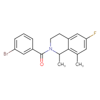 Chemical structure of 2-(3-bromobenzoyl)-6-fluoro-1,8-dimethyl-1,2,3,4-tetrahydroisoquinoline - CSSB21432470315