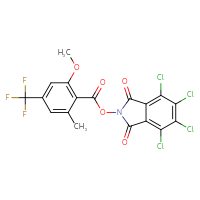 Chemical structure of 4,5,6,7-tetrachloro-1,3-dioxo-2,3-dihydro-1H-isoindol-2-yl 2-methoxy-6-methyl-4-(trifluoromethyl)benzoate - CSSB20271180420
