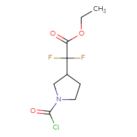 Chemical structure of ethyl 2-[1-(carbonochloridoyl)pyrrolidin-3-yl]-2,2-difluoroacetate - CSSB14959847752