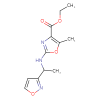 Chemical structure of ethyl 5-methyl-2-{[1-(1,2-oxazol-3-yl)ethyl]amino}-1,3-oxazole-4-carboxylate - CSSB01819086728
