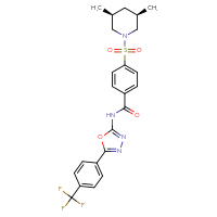 Chemical structure of 4-{[(3R,5S)-3,5-dimethylpiperidin-1-yl]sulfonyl}-N-{5-[4-(trifluoromethyl)phenyl]-1,3,4-oxadiazol-2-yl}benzamide - CSSB14823688774
