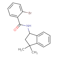 Chemical structure of 2-bromo-N-(3,3-dimethyl-2,3-dihydro-1H-inden-1-yl)benzamide - CSSB02073962646