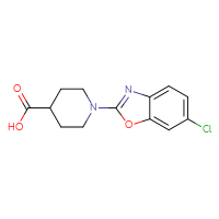Chemical structure of 1-(6-chloro-1,3-benzoxazol-2-yl)piperidine-4-carboxylic acid - CSSB00016995744