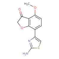 Chemical structure of 7-(2-amino-1,3-thiazol-4-yl)-4-methoxy-2,3-dihydro-1-benzofuran-3-one - CSSB02004519356