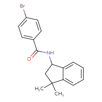 Chemical structure of 4-bromo-N-(3,3-dimethyl-2,3-dihydro-1H-inden-1-yl)benzamide - CSSB02073962693