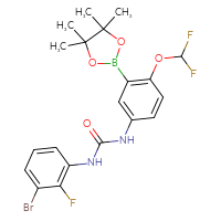 Chemical structure of 1-(3-bromo-2-fluorophenyl)-3-[4-(difluoromethoxy)-3-(4,4,5,5-tetramethyl-1,3,2-dioxaborolan-2-yl)phenyl]urea - CSSB21332045569