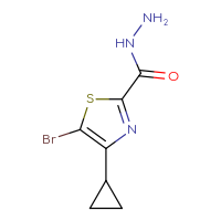 Chemical structure of 5-bromo-4-cyclopropyl-1,3-thiazole-2-carbohydrazide - CSSB21151596308