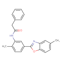 Chemical structure of N-[2-methyl-5-(5-methyl-1,3-benzoxazol-2-yl)phenyl]-2-phenylacetamide - CSSB00121687024