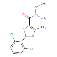 Chemical structure of 2-(2,6-dichlorophenyl)-N-methoxy-N,4-dimethyl-1,3-thiazole-5-carboxamide - CSSB00990255112