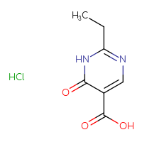 Chemical structure of 2-ethyl-6-oxo-1,6-dihydropyrimidine-5-carboxylic acid hydrochloride - CSSB00102834572