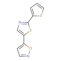 Chemical structure of 5-[2-(thiophen-2-yl)-1,3-thiazol-5-yl]-1,2-oxazole - CSSB00010210008