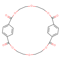 Chemical structure of 3,6,9,16,19,22-hexaoxatricyclo[22.2.2.2¹¹,¹⁴]triaconta-1(26),11,13,24,27,29-hexaene-2,10,15,23-tetrone - CSSB06629247774