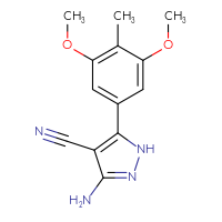 Chemical structure of 3-amino-5-(3,5-dimethoxy-4-methylphenyl)-1H-pyrazole-4-carbonitrile - CSSB06822273747