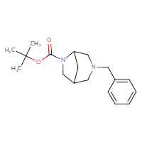 Chemical structure of tert-butyl 3-benzyl-3,6-diazabicyclo[3.2.1]octane-6-carboxylate - CSSB00010409712