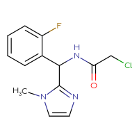 Chemical structure of 2-chloro-N-[(2-fluorophenyl)(1-methyl-1H-imidazol-2-yl)methyl]acetamide - CSSB02017607085
