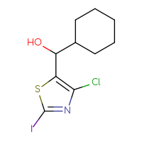 Chemical structure of (4-chloro-2-iodo-1,3-thiazol-5-yl)(cyclohexyl)methanol - CSSB21246425835
