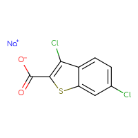 Chemical structure of sodium 3,6-dichloro-1-benzothiophene-2-carboxylate - CSSB00160573150
