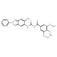 Chemical structure of 3-(6-methyl-2-phenyl-2H-1,2,3-benzotriazol-5-yl)-1-(3,4,5-trimethoxybenzoyl)thiourea - CSSB00121706450
