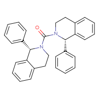 Chemical structure of (1S)-1-phenyl-2-[(1S)-1-phenyl-1,2,3,4-tetrahydroisoquinoline-2-carbonyl]-1,2,3,4-tetrahydroisoquinoline - CSSB00020648921
