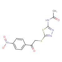 Chemical structure of N-(5-{[2-(4-nitrophenyl)-2-oxoethyl]sulfanyl}-1,3,4-thiadiazol-2-yl)acetamide - CSSB00046700947
