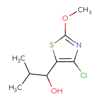 Chemical structure of 1-(4-chloro-2-methoxy-1,3-thiazol-5-yl)-2-methylpropan-1-ol - CSSB00112024513