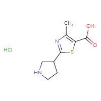 Chemical structure of 4-methyl-2-(pyrrolidin-3-yl)-1,3-thiazole-5-carboxylic acid hydrochloride - CSSB21043402800