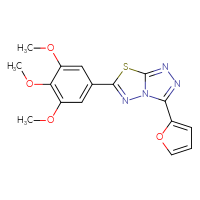 Chemical structure of 3-(furan-2-yl)-6-(3,4,5-trimethoxyphenyl)-[1,2,4]triazolo[3,4-b][1,3,4]thiadiazole - CSSB00121638302