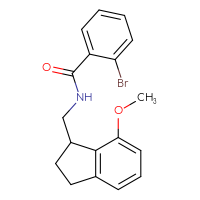 Chemical structure of 2-bromo-N-[(7-methoxy-2,3-dihydro-1H-inden-1-yl)methyl]benzamide - CSSB09219192276