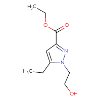 Chemical structure of ethyl 5-ethyl-1-(2-hydroxyethyl)-1H-pyrazole-3-carboxylate - CSSB00134735780