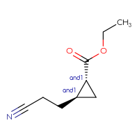 Chemical structure of rac-ethyl (1R,2R)-2-(2-cyanoethyl)cyclopropane-1-carboxylate - CSSB20502027041