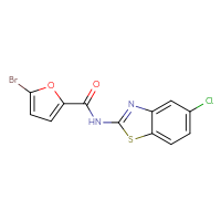 Chemical structure of 5-bromo-N-(5-chloro-1,3-benzothiazol-2-yl)furan-2-carboxamide - CSSB00105783891