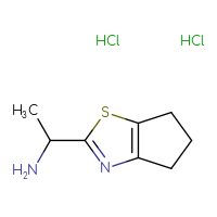Chemical structure of 1-{4H,5H,6H-cyclopenta[d][1,3]thiazol-2-yl}ethan-1-amine dihydrochloride - CSSB02495364993