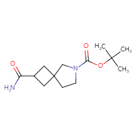 Chemical structure of tert-butyl 2-carbamoyl-6-azaspiro[3.4]octane-6-carboxylate - CSSB01148675912