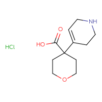 Chemical structure of 4-(1,2,3,6-tetrahydropyridin-4-yl)oxane-4-carboxylic acid hydrochloride - CSSB14873767058